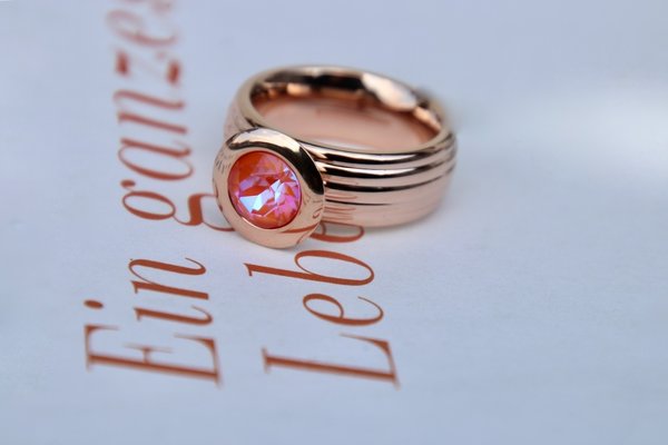 Aufsatz . 13 mm . Edelstahl . European Crystals . Rosé | Orange Glow Delite (ohne Ring)