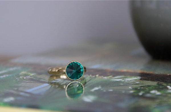 Aufsatz . 11,5 mm . Edelstahl . European Crystals . Gold | Emerald (ohne Ring)