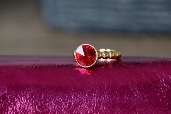 Aufsatz . 11,5 mm . Edelstahl . European Crystals . Gold | Scarlet (ohne Ring)