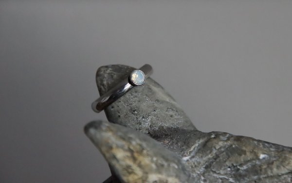 Aufsatz . 5 mm . Edelstahl . European Crystals . Silber | White Opal (ohne Ring)