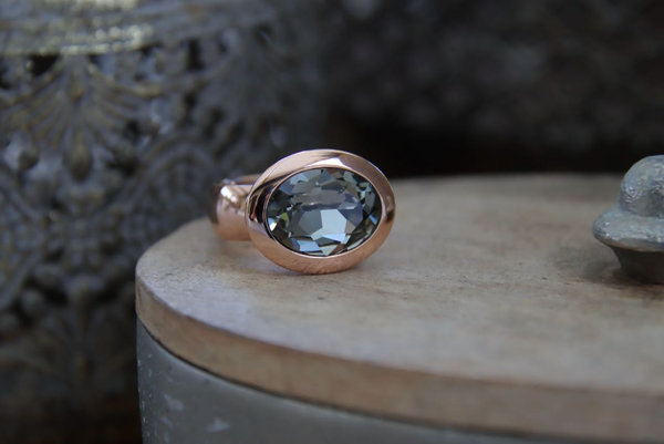 Ring . Edelstahl . European Crystals . Rosé | Black Diamond